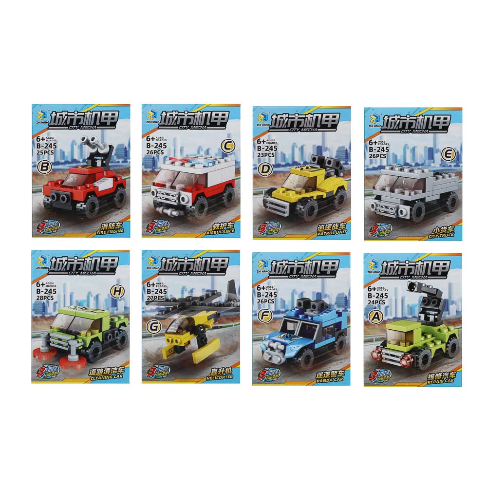 ИГРОЛЕНД Конструктор "Городские машинки" 8 в 1, 8х3,5х11 см, ABS, арт.№ 265-674