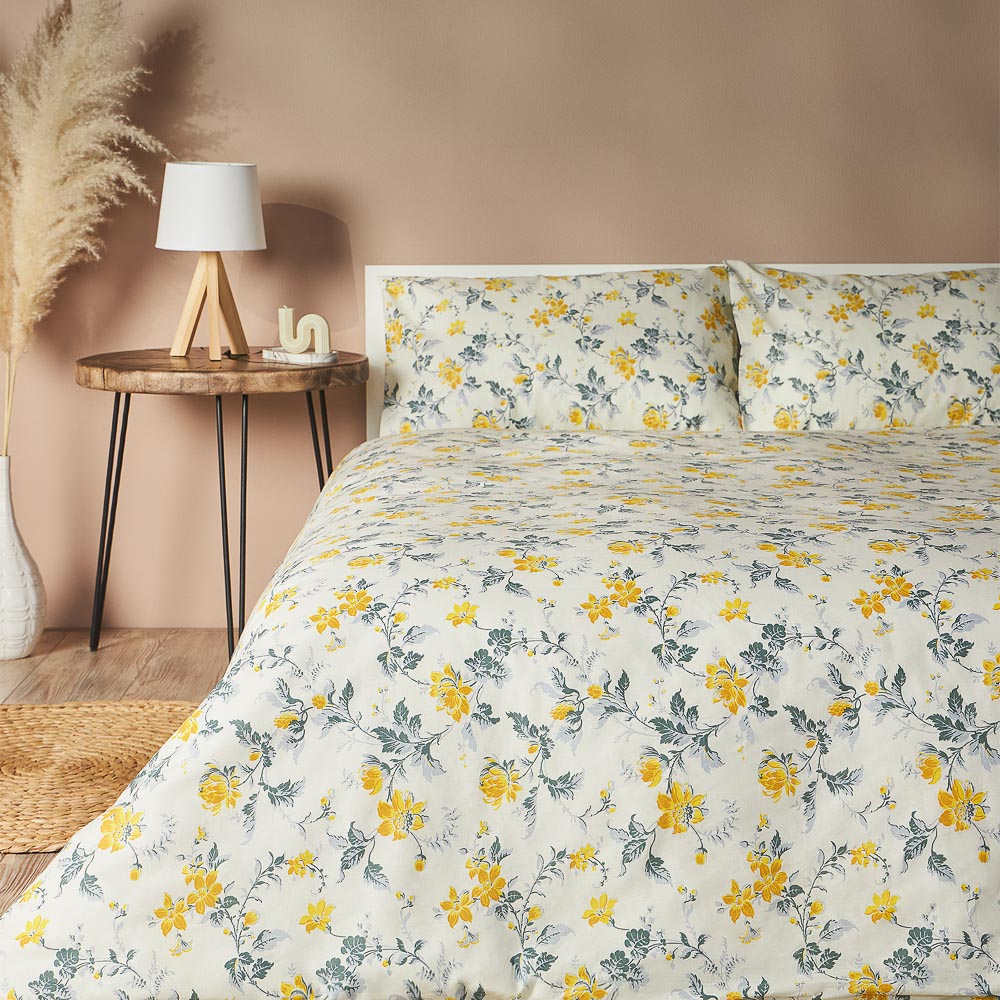 PROVANCE Комплект постельного белья евро (3 предмета), бязь, 100% хлопок, белый / цветы, арт.№ 421-299