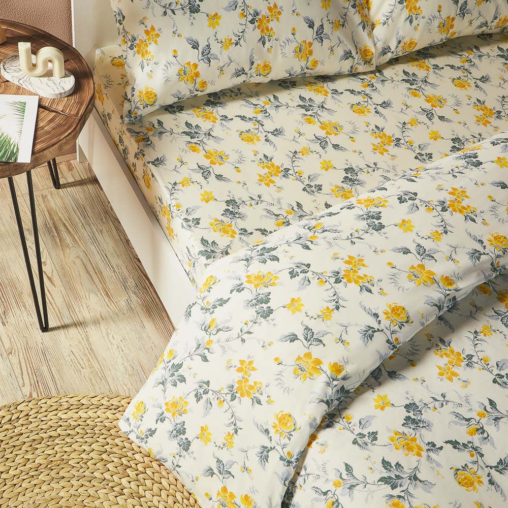 PROVANCE Комплект постельного белья евро (3 предмета), бязь, 100% хлопок, белый / цветы, арт.№ 421-299