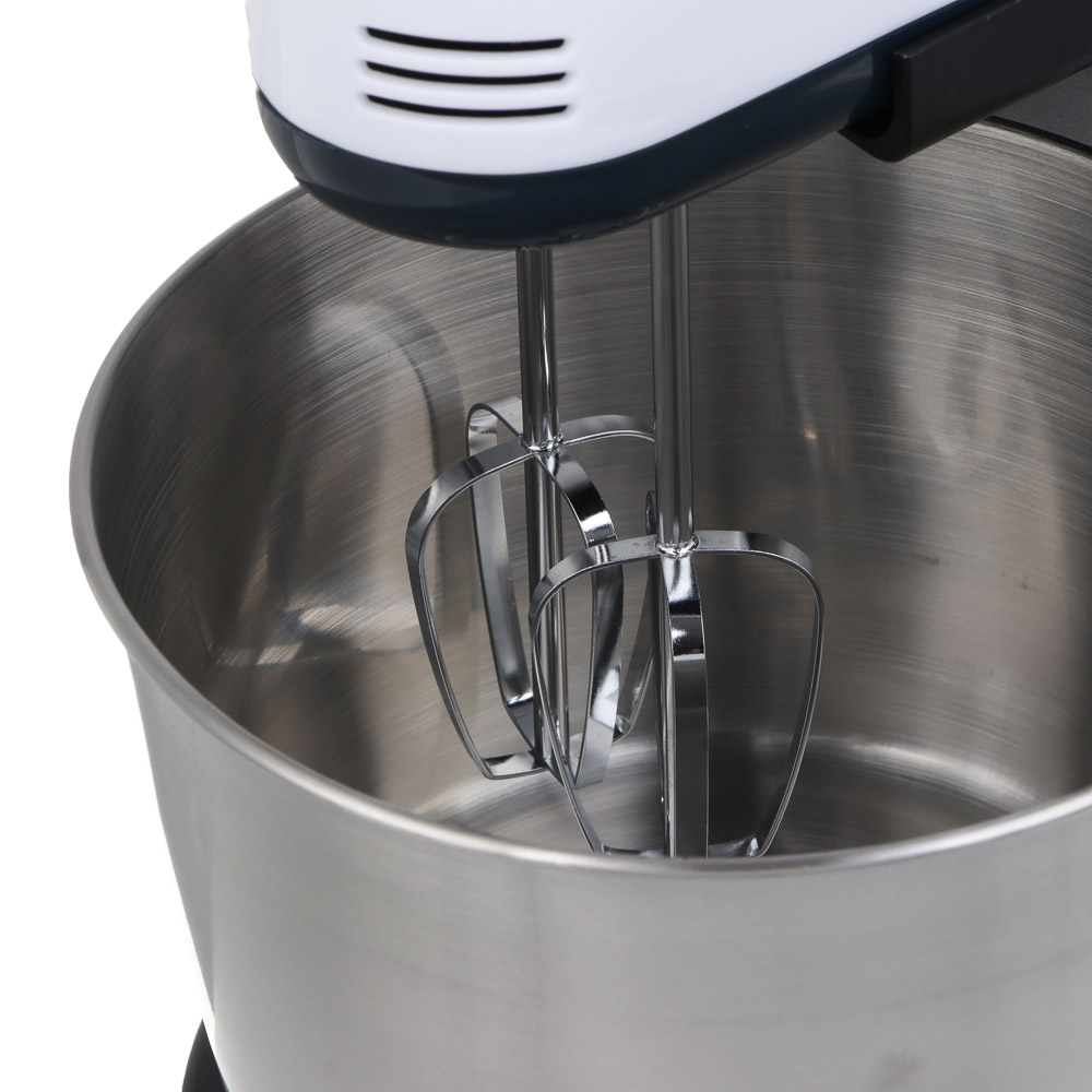 LEBEN Миксер кухонный 350Вт, 7 скоростей, 4 насадки, металлическая чаша 2л, арт.№ 269-068