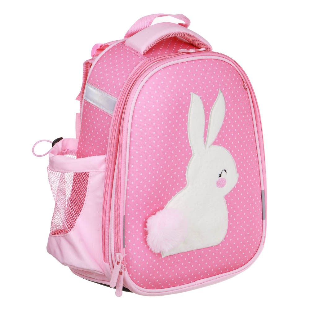 ПУШИСТЫЙ ЗАЙКА Рюкзак шк.жесткий 38х28х15см, 2 отд., 2 карм., эргон.спинка, лямки с рег.по росту, ПЭ, арт.№ 254-804