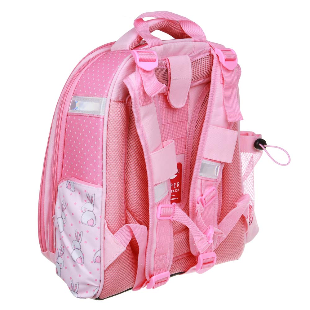 ПУШИСТЫЙ ЗАЙКА Рюкзак шк.жесткий 38х28х15см, 2 отд., 2 карм., эргон.спинка, лямки с рег.по росту, ПЭ, арт.№ 254-804