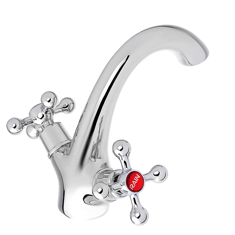 RAIN Смеситель для раковины Нефрит, керам. кран-буксы 1/2, латунь, хром, арт.№ 561-329