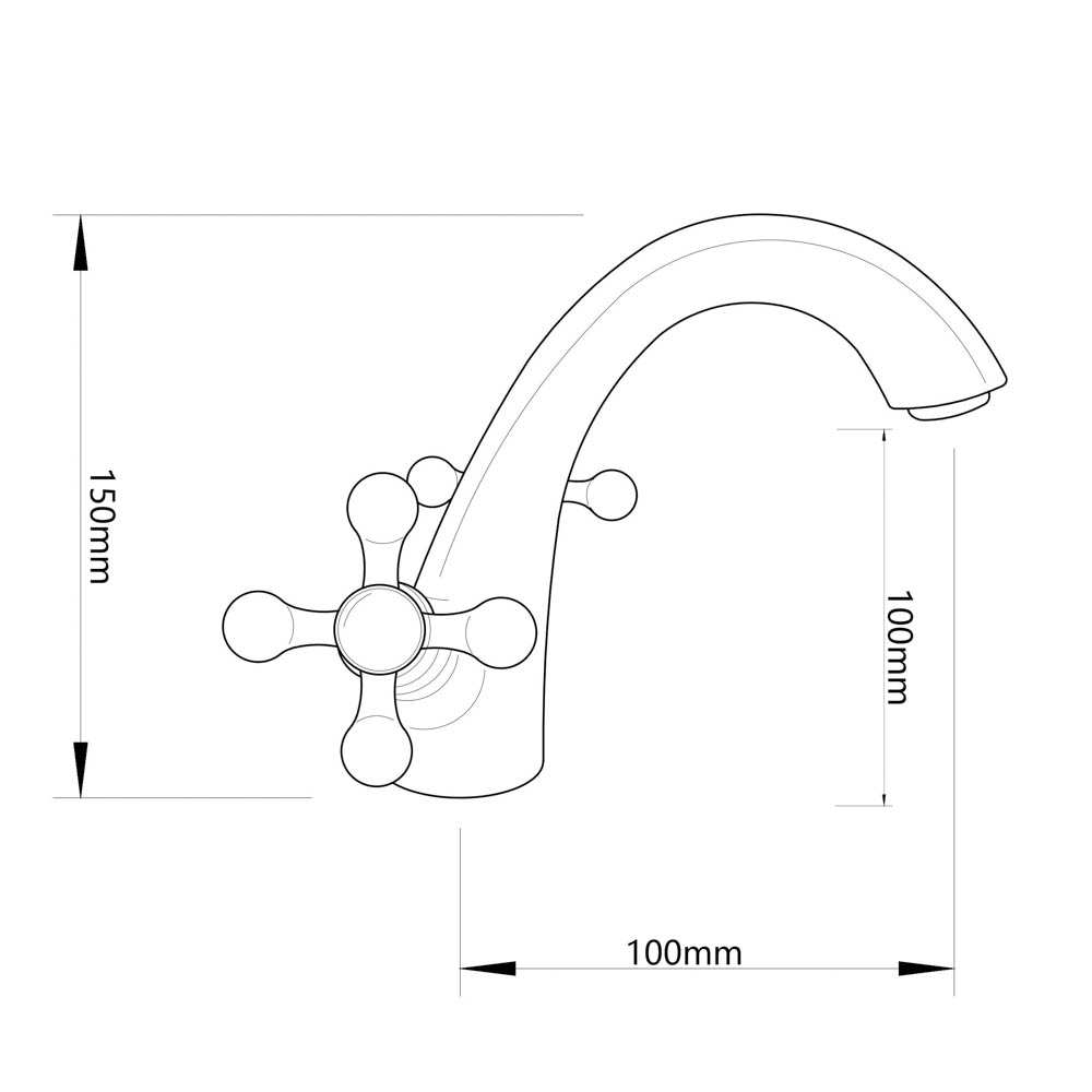 RAIN Смеситель для раковины Нефрит, керам. кран-буксы 1/2, латунь, хром, арт.№ 561-329