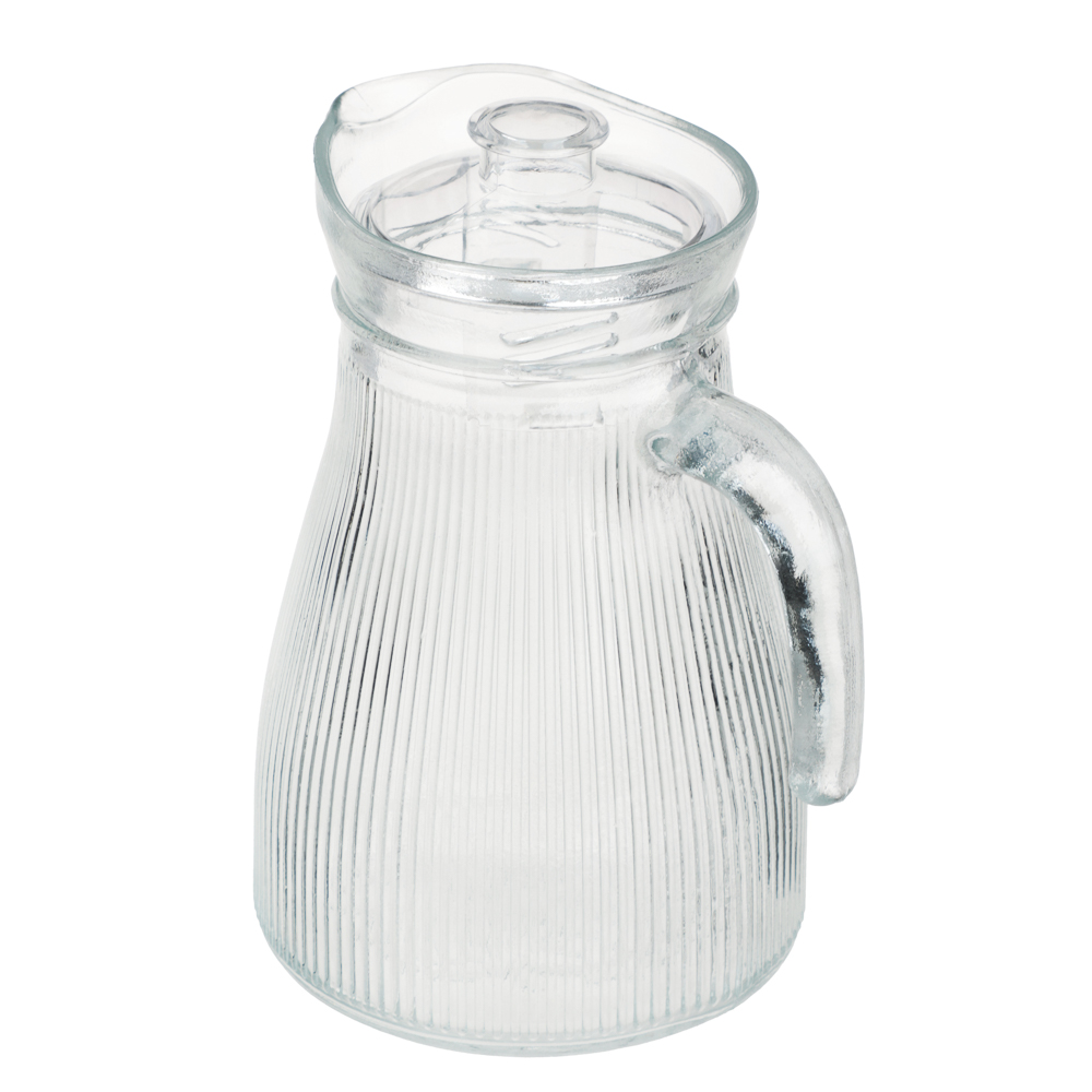 Кувшин с крышкой тм MILLIMI Симпл мини, 1200мл, стекло, крышка пластик, рифленый, арт.№ 878-613