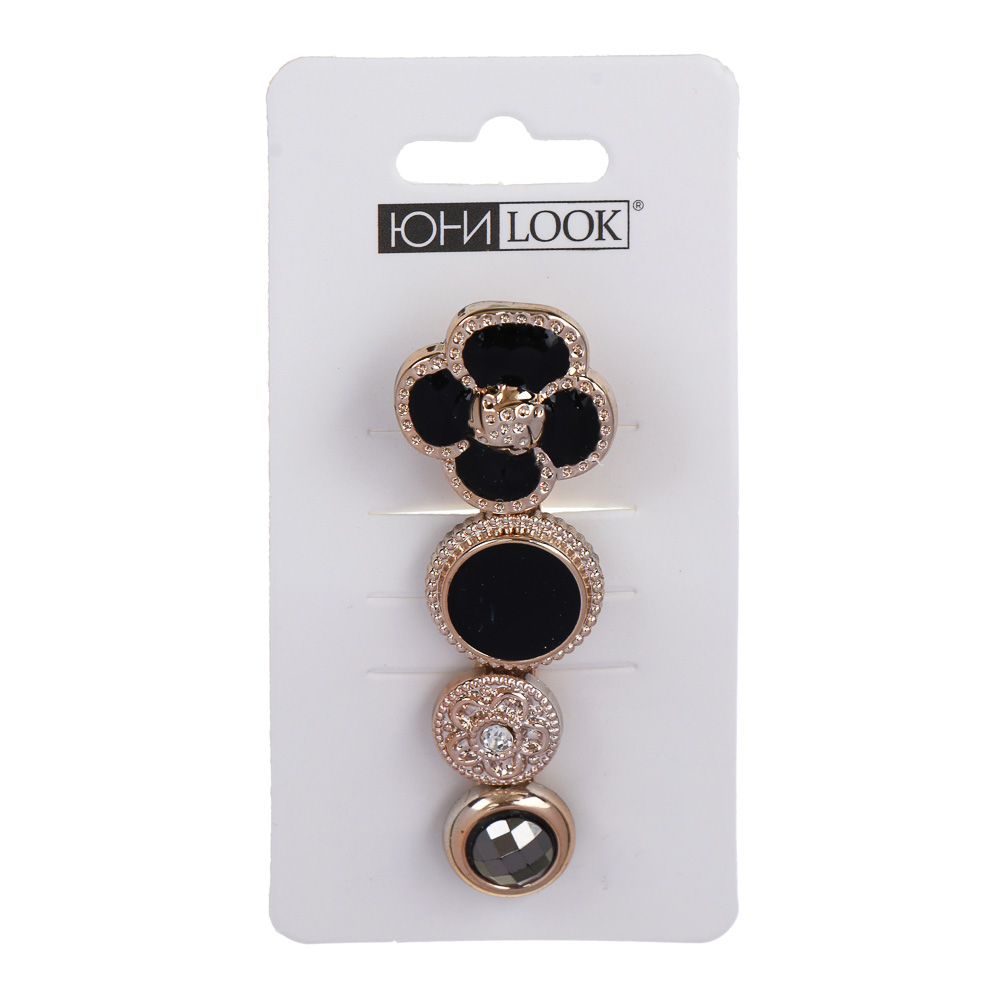 ЮНИLOOK Зажим для волос с декором, 6см, пластик, металл, 6 дизайнов, арт.№ 321-383