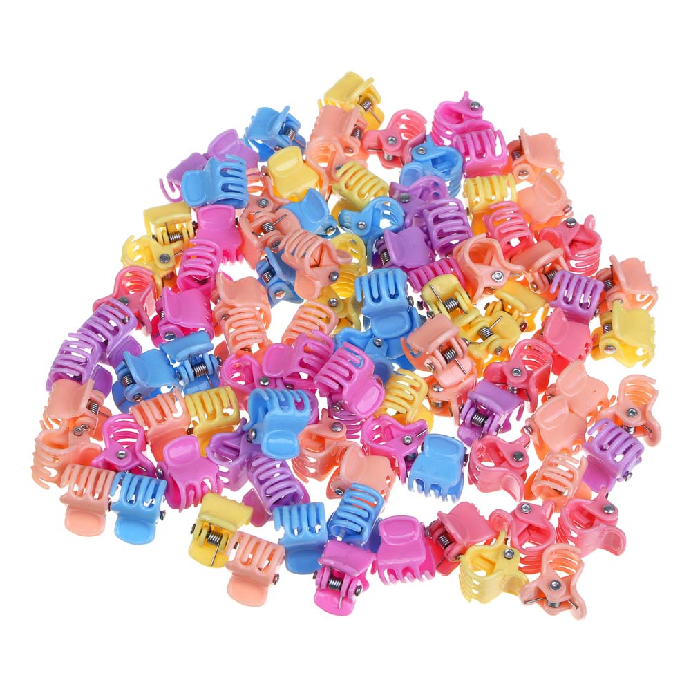 ЮНИLOOK Набор детских крабиков для волос "Мини" 100 шт, пластик, 1 см, арт.№ 321-384