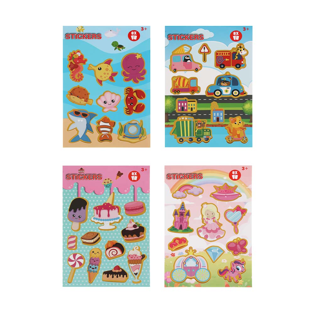 Блокнот с наклейками для творчества, 24х15см, бумага, 8 страниц, 4 дизайна, арт.№ 283-245