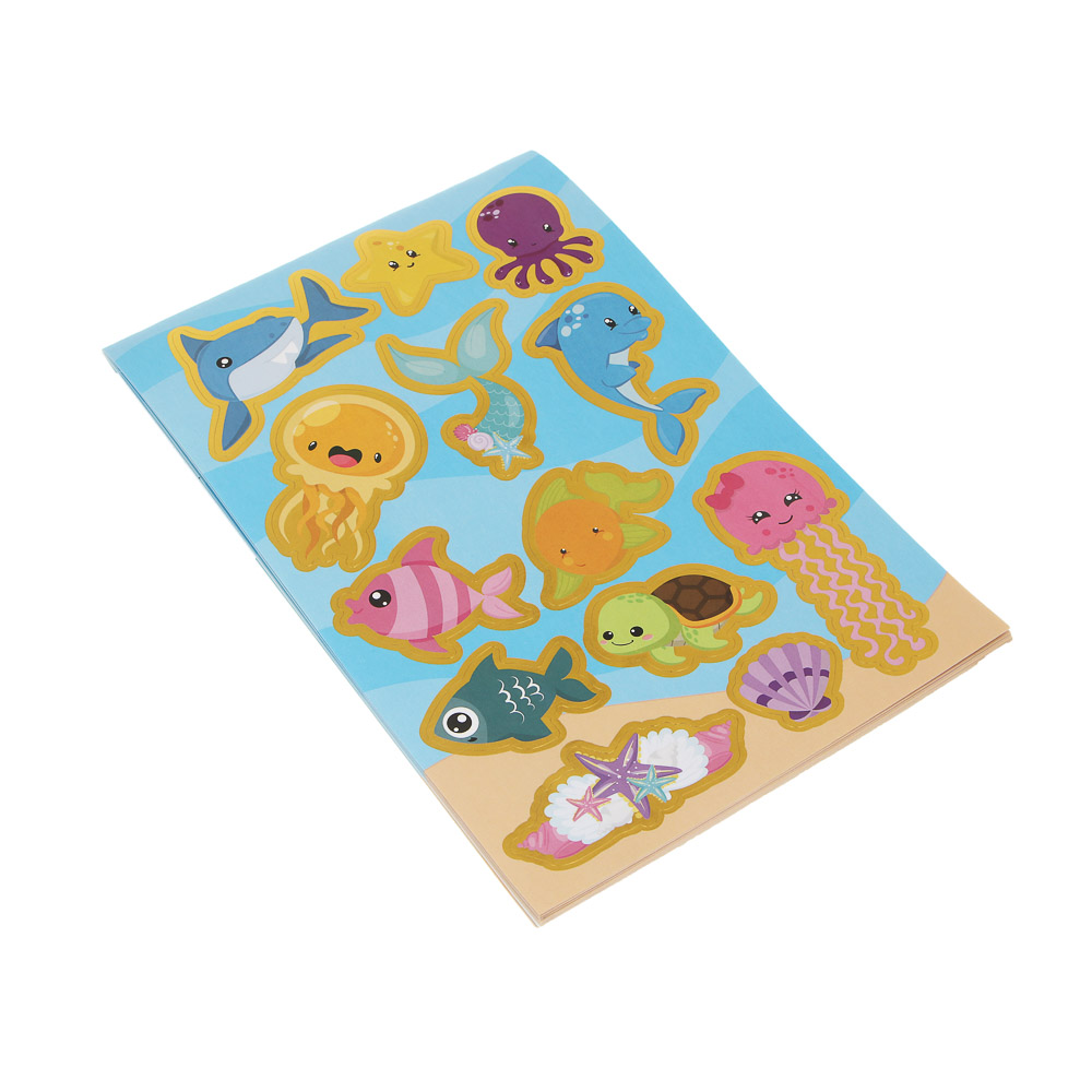 Блокнот с наклейками для творчества, 24х15см, бумага, 8 страниц, 4 дизайна, арт.№ 283-245