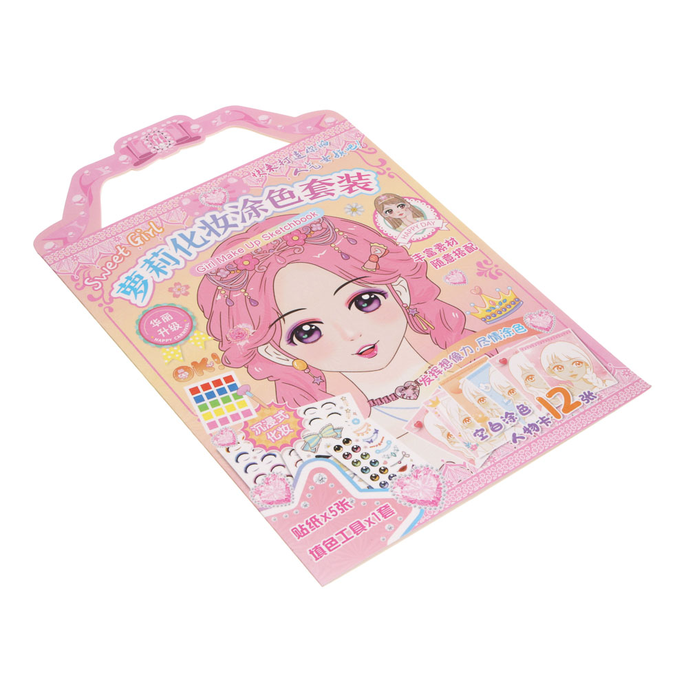 Набор для творчества с раскраской и наклейками, 18х28см, бумага, PVC, краски, 6 дизайнов, арт.№ 283-247