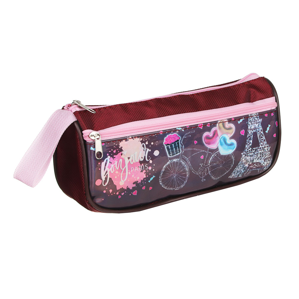 Френч Новел Пенал мягкий треугольный, 20х6х8см,ПЭ,1 карман вставка из голографич.иск.кожи с печатью, арт.№ 238-239