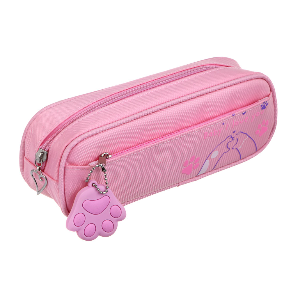 МИЛЫЙ КОТИК Пенал прямоугольный, 22х5,5х8см, 1 отд.на молнии, 1 карман, подвеска, ПЭ, блистер, арт.№ 238-381