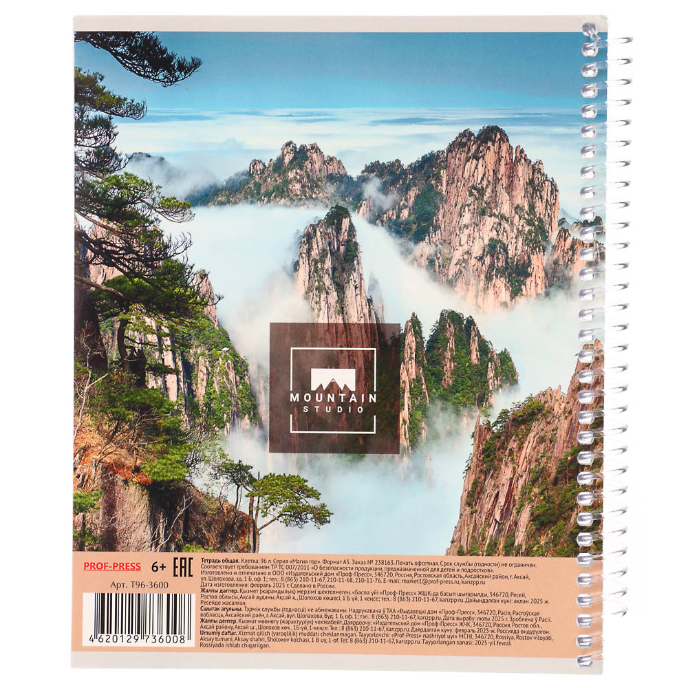 Тетрадь 96 л., А5, в клетку, БЕЛЫЕ ЛИСТЫ, обл.мел. картон, спираль, микс, арт.№ 578-180