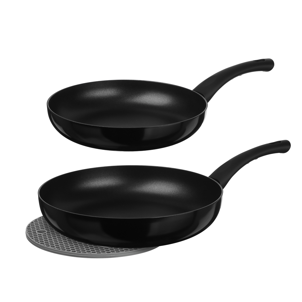 Набор посуды 11 предметов SATOSHI Графит, кастрюли 20 см, 24 см, 28 см (2,8 л, 4,6 л, 7 л), ковш 16 см (1,6 л), сковороды 24 см, 28 см, индукция, арт.№ 846-748