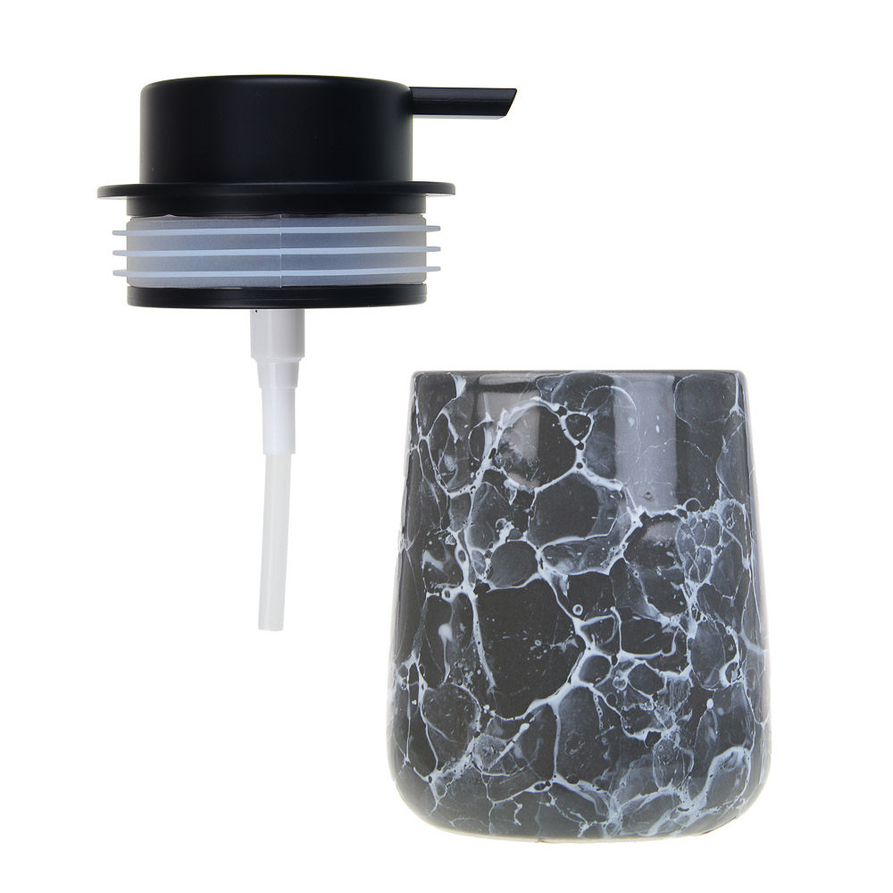 VETTA Дозатор для жидкого мыла, 320 мл, 13x9x9 см, керамика, "Космос", мрамор серый, арт.№ 463-489