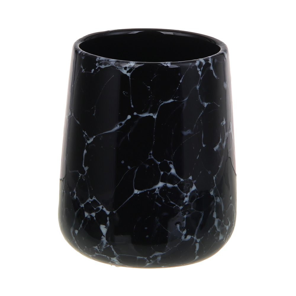 VETTA Стакан для ванной комнаты, 400 мл, 10,5x9x9 см, керамика, "Космос", мрамор черный, арт.№ 463-493