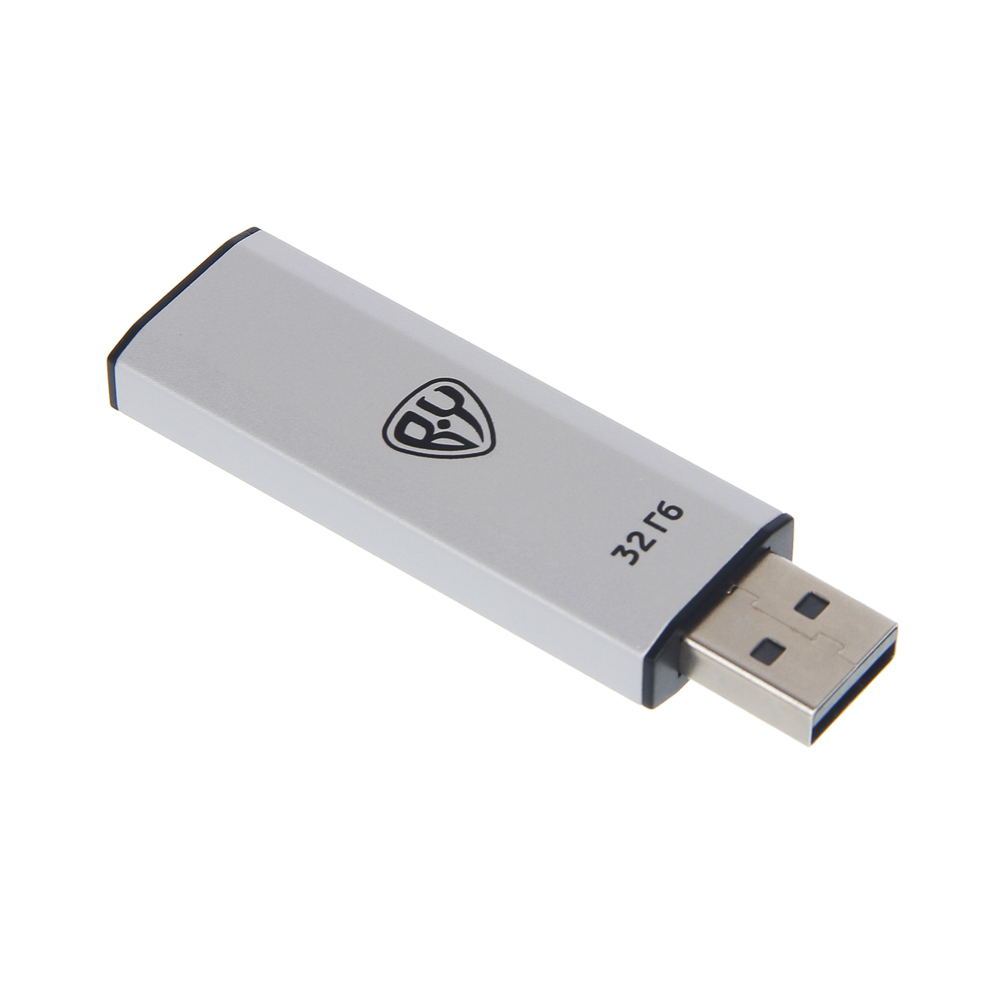 Флеш-карта USB2.0 BY 32Гб выдвижная Silverslide, блистер, алюминий, пластик, серебристый, арт.№ 405-112