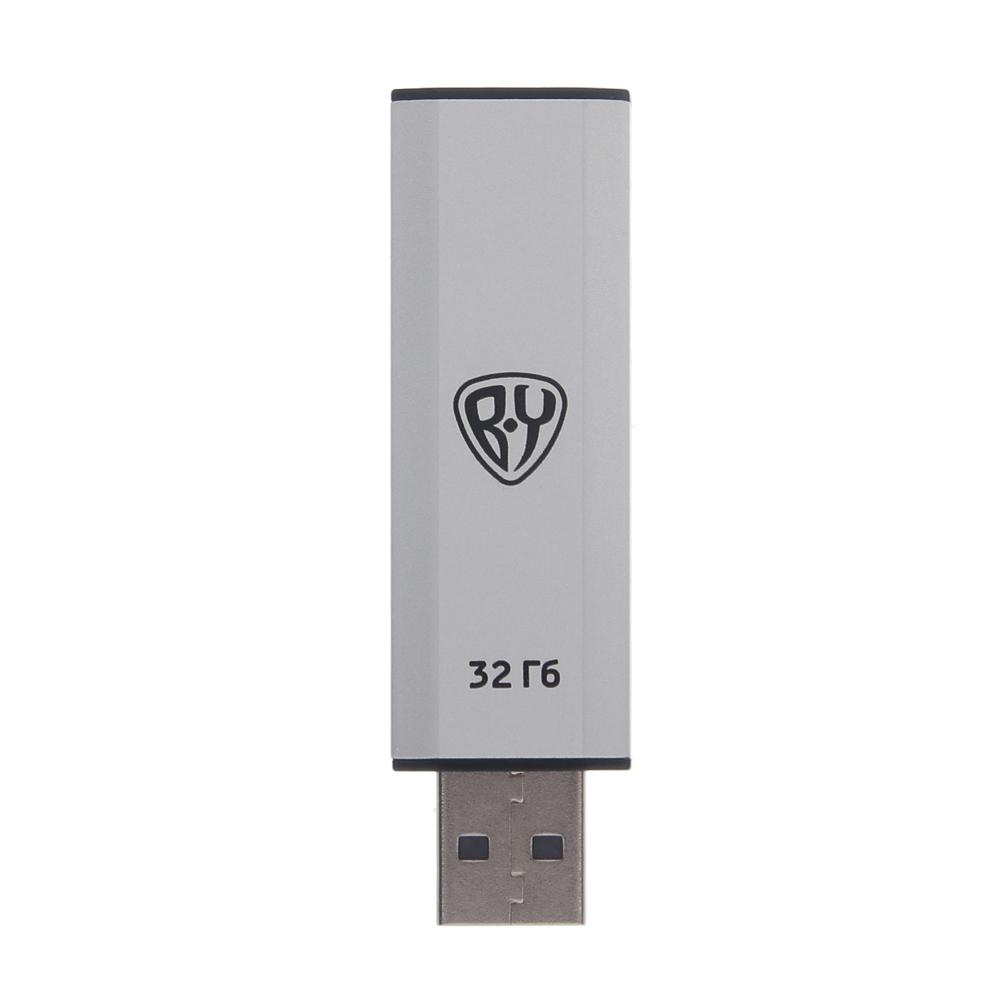 Флеш-карта USB2.0 BY 32Гб выдвижная Silverslide, блистер, алюминий, пластик, серебристый, арт.№ 405-112