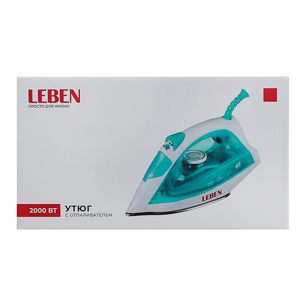 LEBEN Утюг с отпаривателем 2000 Вт, подошва - покрытие из нерж. стали, пар 15 гр.мин, арт.№ 249-003