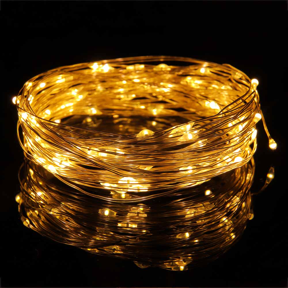 Гирлянда нить росы 5 м СНОУ БУМ, 50 LED ламп, свечение шампань, 8 режимов, проволока серебряный цвет, 3хАА, арт.№ 384-337