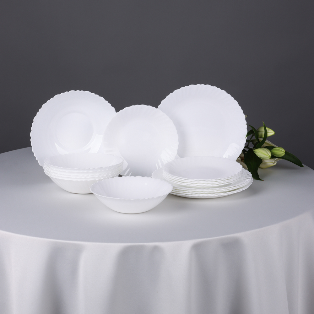 MILLIMI Бьянко Плюс Набор столовой посуды 19 пр., опаловое стекло, арт.№ 818-023