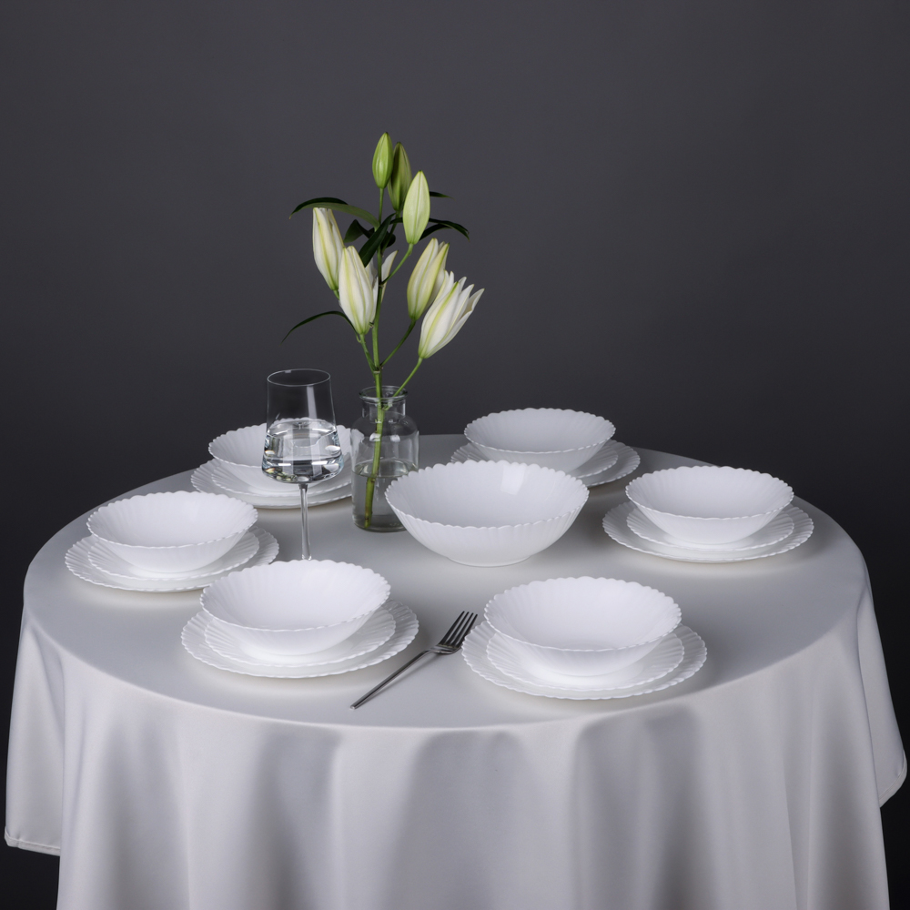 MILLIMI Бьянко Плюс Набор столовой посуды 19 пр., опаловое стекло, арт.№ 818-023