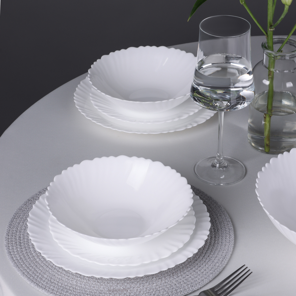 MILLIMI Бьянко Плюс Набор столовой посуды 19 пр., опаловое стекло, арт.№ 818-023