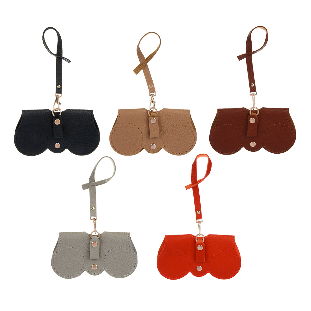 ЮL Футляр для очков на кнопке с подвесом, ПУ, 14,5х8см, 5 цветов, арт.№ 339-108