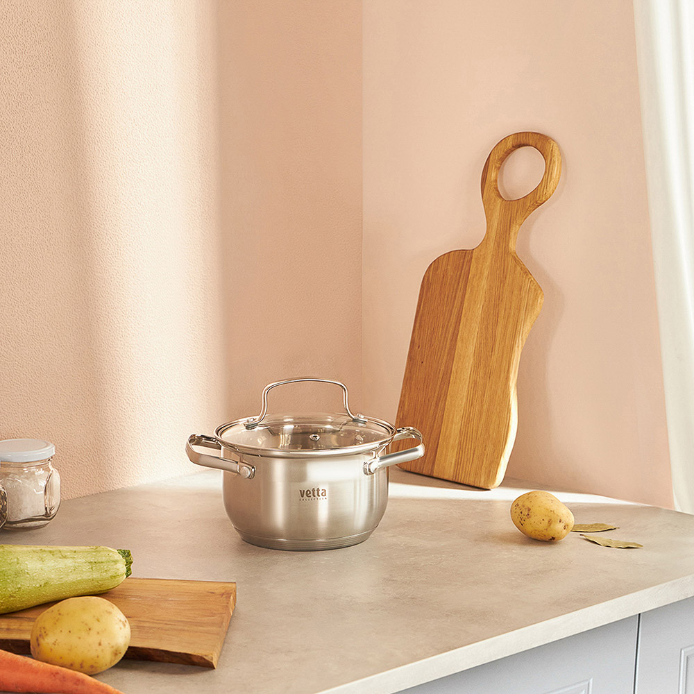 VETTA Берн Кастрюля 16х10см. 1,9л. со стекл. крышкой, индукция, арт.№ 822-099