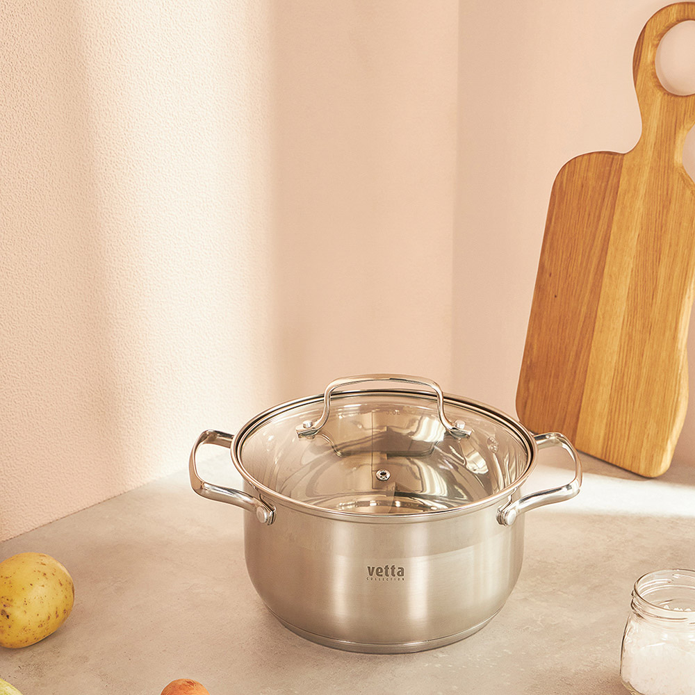 VETTA Берн Кастрюля 20х12см. 3,5л. со стекл. крышкой, индукция, арт.№ 822-101