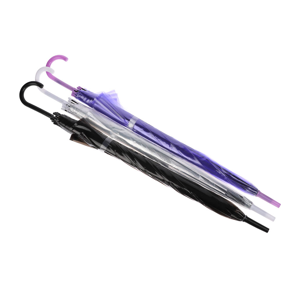 Зонт-трость прозрачный, диаметр 90 см, 8 спиц, ЭВА, пластик, сплав, 3 цвета, арт.№ 302-404