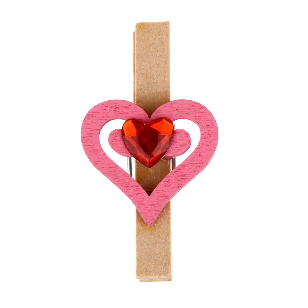 Набор прищепок декоративных 8 шт, с сердечками, МДФ, арт.№ 597-272