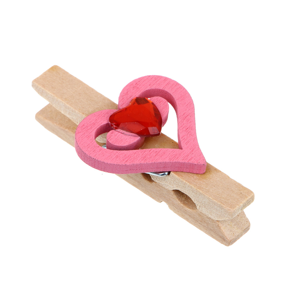 Набор прищепок декоративных 8 шт, с сердечками, МДФ, арт.№ 597-272