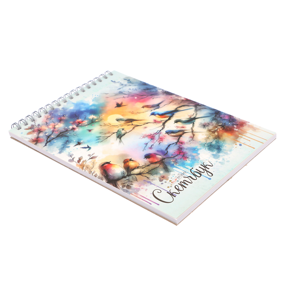 Скетчбук А5 (альбом), 14,5х20cм, 30л. обл. картон, блок 120г/м2, спираль, тв. подложка, 4 диз., арт.№ 515-070