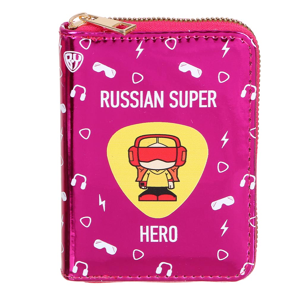 BY Кошелек на молнии, ПУ, 12,5х9,5см, 4 дизайна, КЖ22-13, арт.№ 303-930