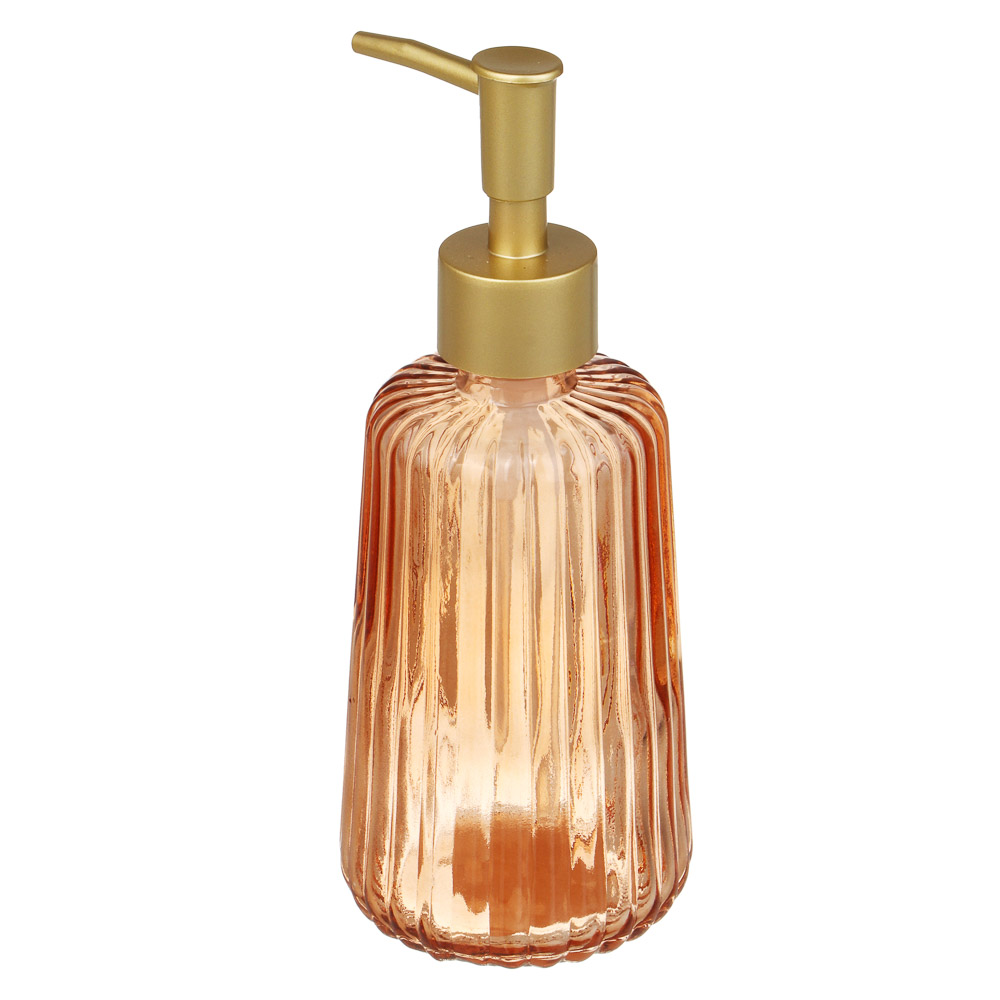 Диспенсер для жидкого мыла тм VETTA Сенса, стек.,металл, 340мл, 7,5х7,5х19,5см, цвет терракотовый, арт.№ 463-638