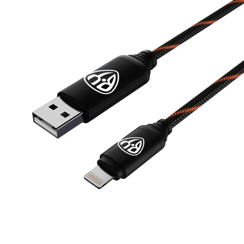 Кабель для зарядки USB(A)-iP КИРЯ Армированный, 1м, 2.4А, Быстрая зарядка, LED подсветка красная, арт.№ 931-399