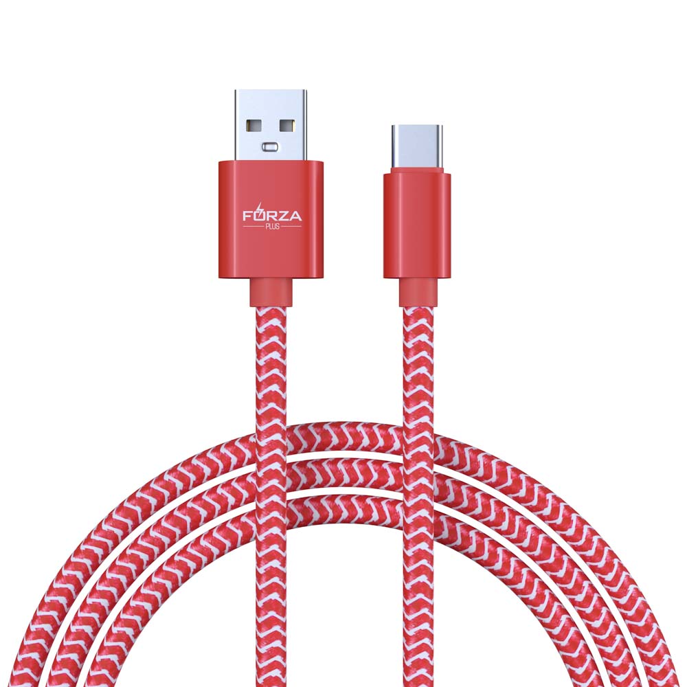 Кабель для зарядки USB(A)-Type C FORZA Волна, 1м, 2А, тканевая оплётка, 4 цвета, пакет, арт.№ 931-132