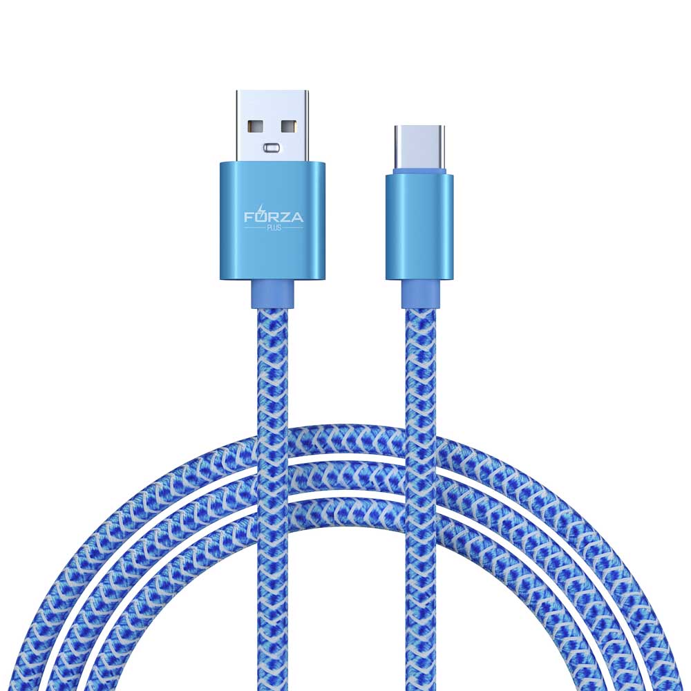 Кабель для зарядки USB(A)-Type C FORZA Волна, 1м, 2А, тканевая оплётка, 4 цвета, пакет, арт.№ 931-132