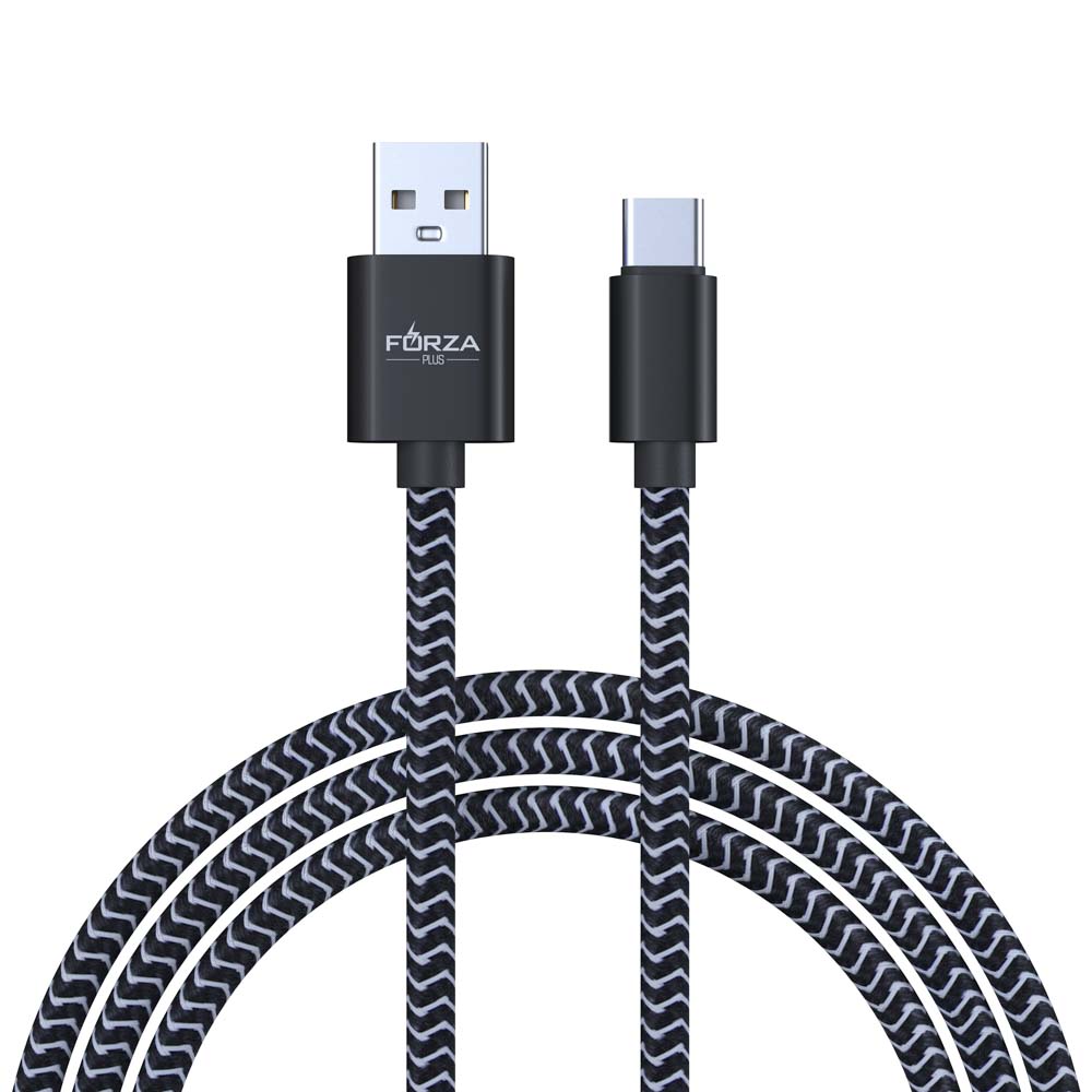Кабель для зарядки USB(A)-Type C FORZA Волна, 1м, 2А, тканевая оплётка, 4 цвета, пакет, арт.№ 931-132