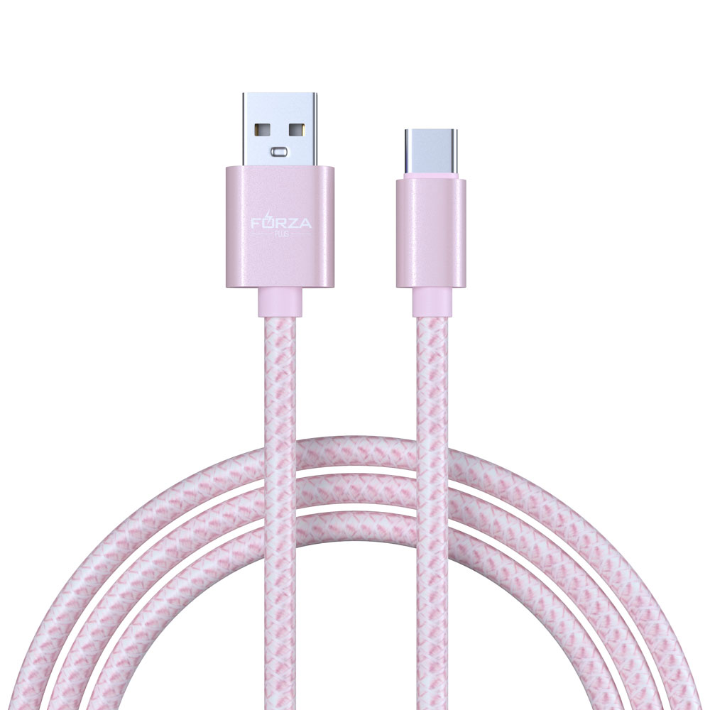 Кабель для зарядки USB(A)-Type C FORZA Волна, 1м, 2А, тканевая оплётка, 4 цвета, пакет, арт.№ 931-132