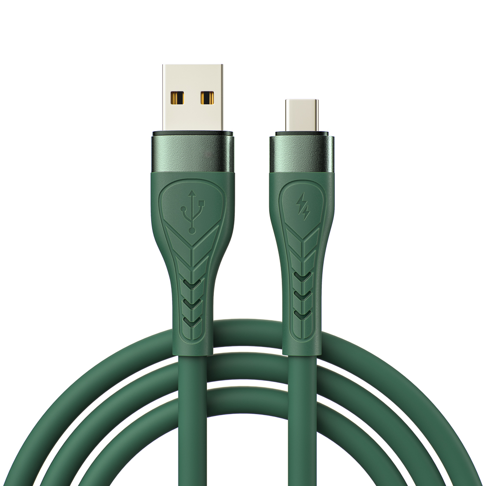 KHARITONOV Кабель для зарядки Type-C, 1 м, 3А, Быстрая зарядка QC3.0, зеленый, арт.№ 931-413