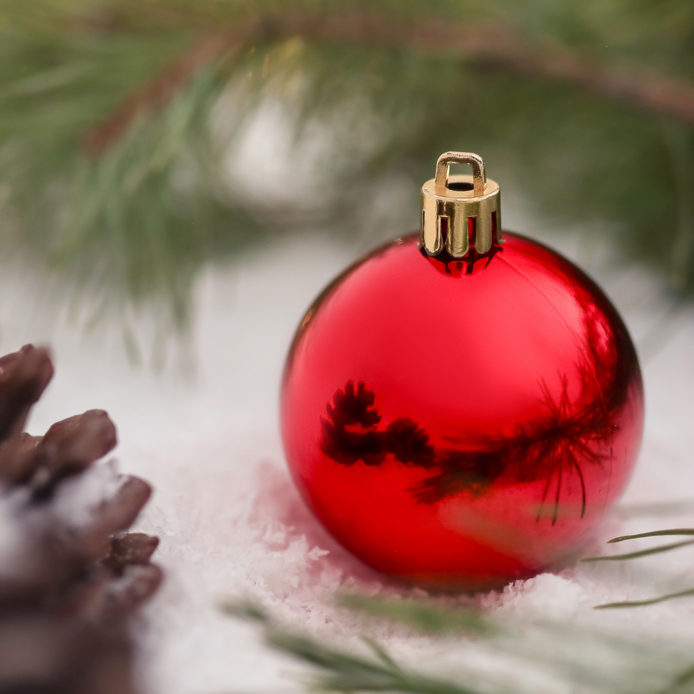 СНОУ БУМ Набор шаров 6шт 6см пластик, красный, арт.№ 372-536