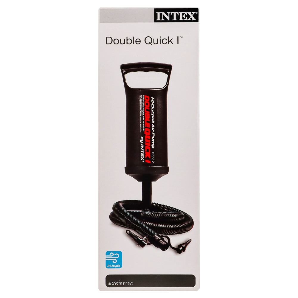 INTEX Насос ручной Double Quick I, объём 0,9л, 29см, 3 насадки в комплекте, 68612, арт.№ 359-317