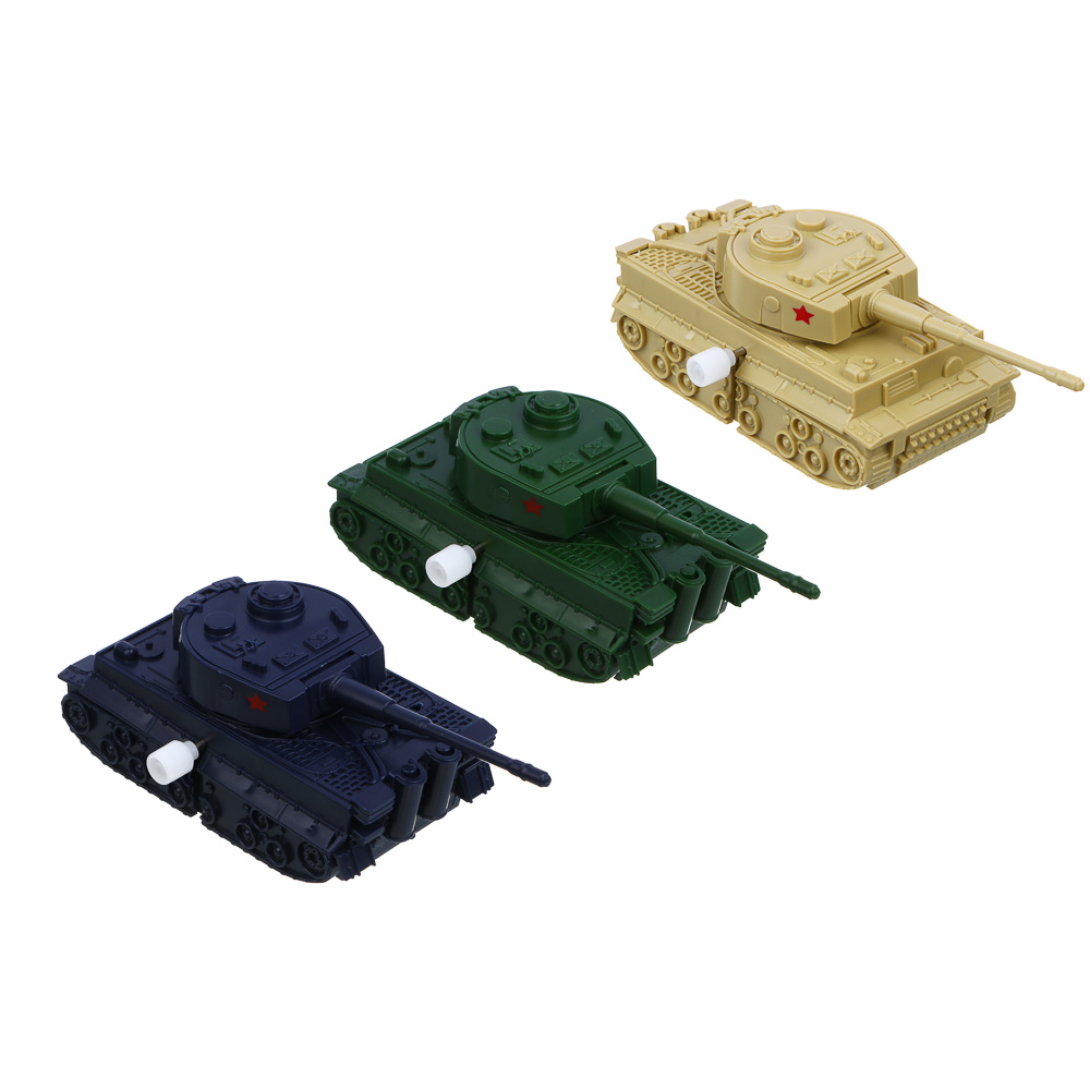 ИГРОЛЕНД Танк с заводным механизмом "Военная операция", крутится башня, ABS, 9,5х4,5х5 см, 3 диз, арт.№ 292-430
