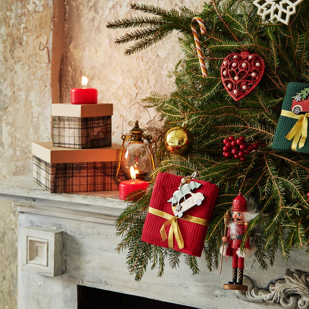 PROVANCE Асти Полотенце вафельное с сувениром, 100% хлопок, 40х60см, красный, арт.№ 492-132