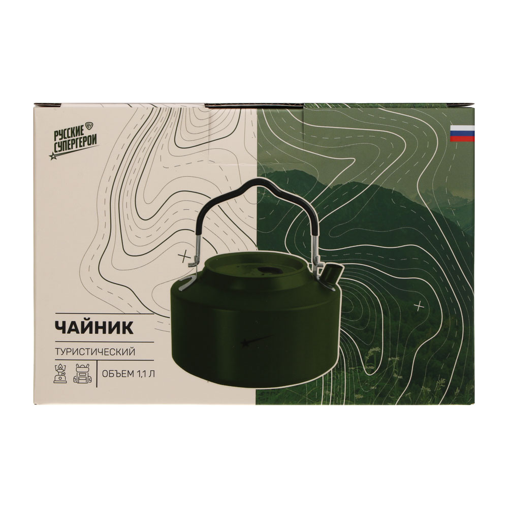 Чайник тм BY Русские Супергерои Хаки 1,1л, 15х8 см, арт.№ 123-071