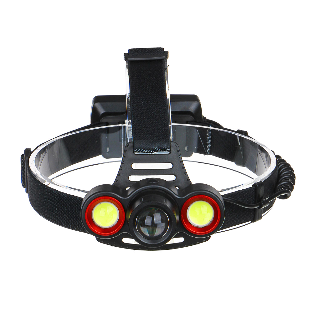 ЕРМАК Фонарь налобный, 1 LED + 2 COB, с фокусировкой, 2*1200мАч, 4 режима, пластик, арт.№ 221-023