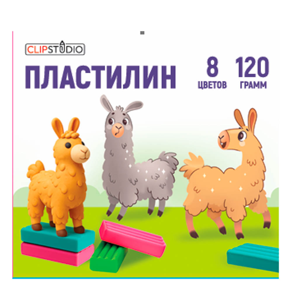 Пластилин 8цв. ClipStudio 120 грамм, в картонном выдвижном пенале, арт.№ 239-048