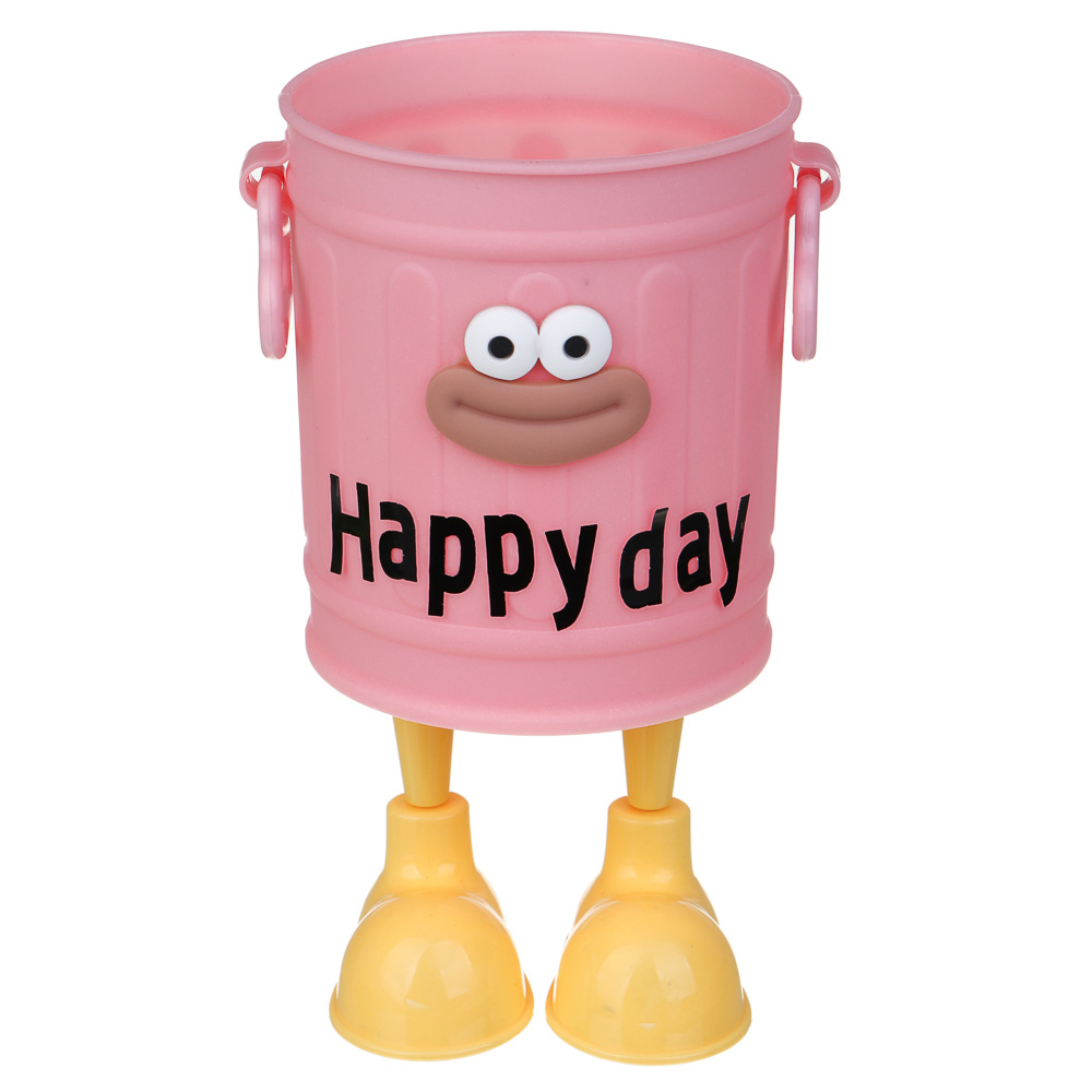 Подставка для ручек и карандашей с ножками, глазами и наклейками, 15x9см, пластик, 3 дизайна, арт.№ 595-018